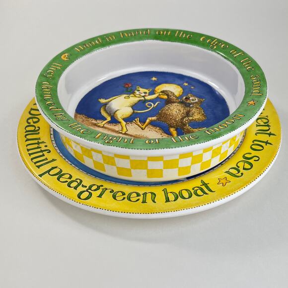 The Essex Collection The Owl and the Cat Bowl and Plate - Picture 1 of 11